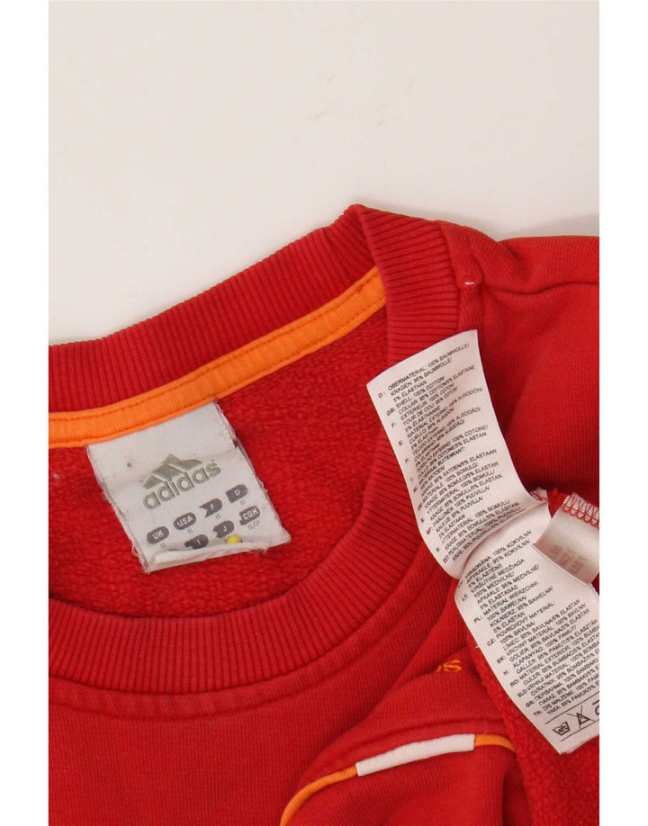 Adidas Mens Moletom Jumper Pequeno Algodão Vermelho