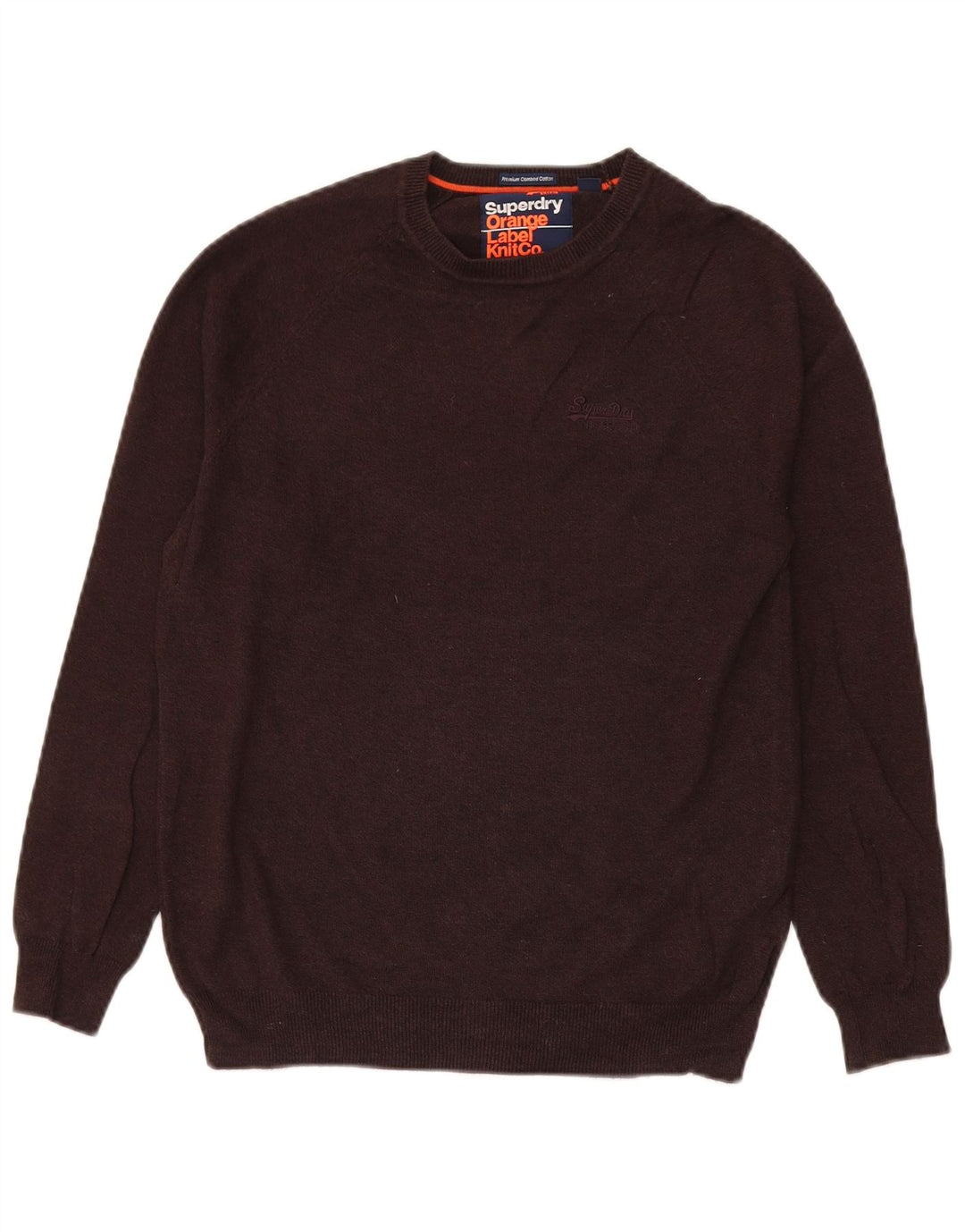 Suéter masculino Superdry com gola redonda e algodão manchado marrom pequeno