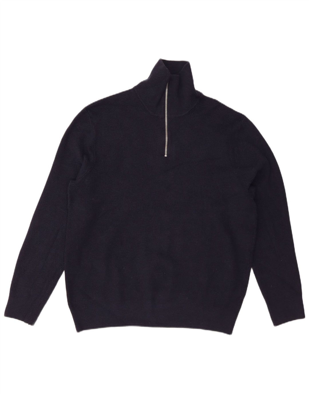 Suéter masculino Marks & Spencer com zíper e gola XL azul marinho algodão