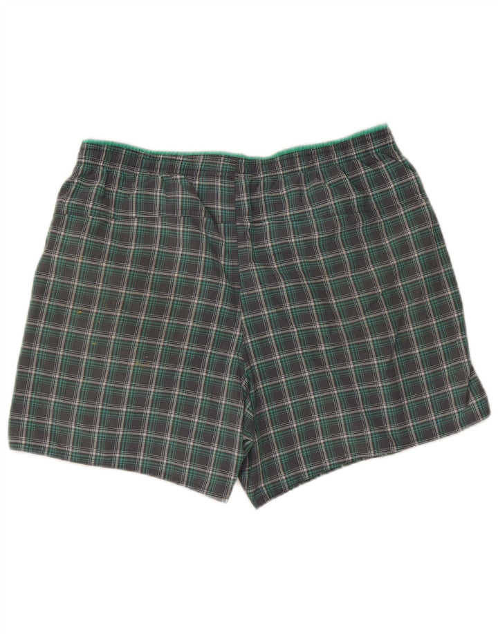 Adidas Mens Natação Shorts Poliéster Xadrez Verde Médio