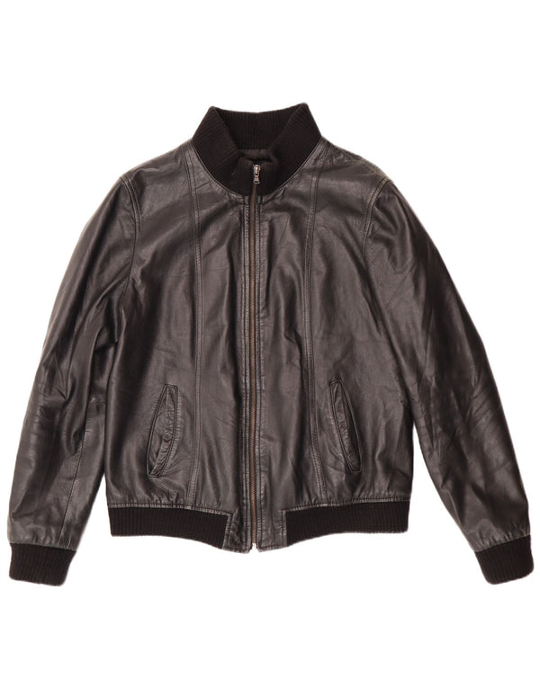 Jaqueta de couro feminina Talenti UK 14 grande preta