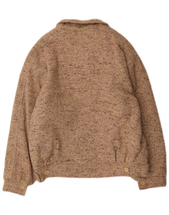 Jaqueta bomber masculina VINTAGE UK 38 lã manchada bege médio