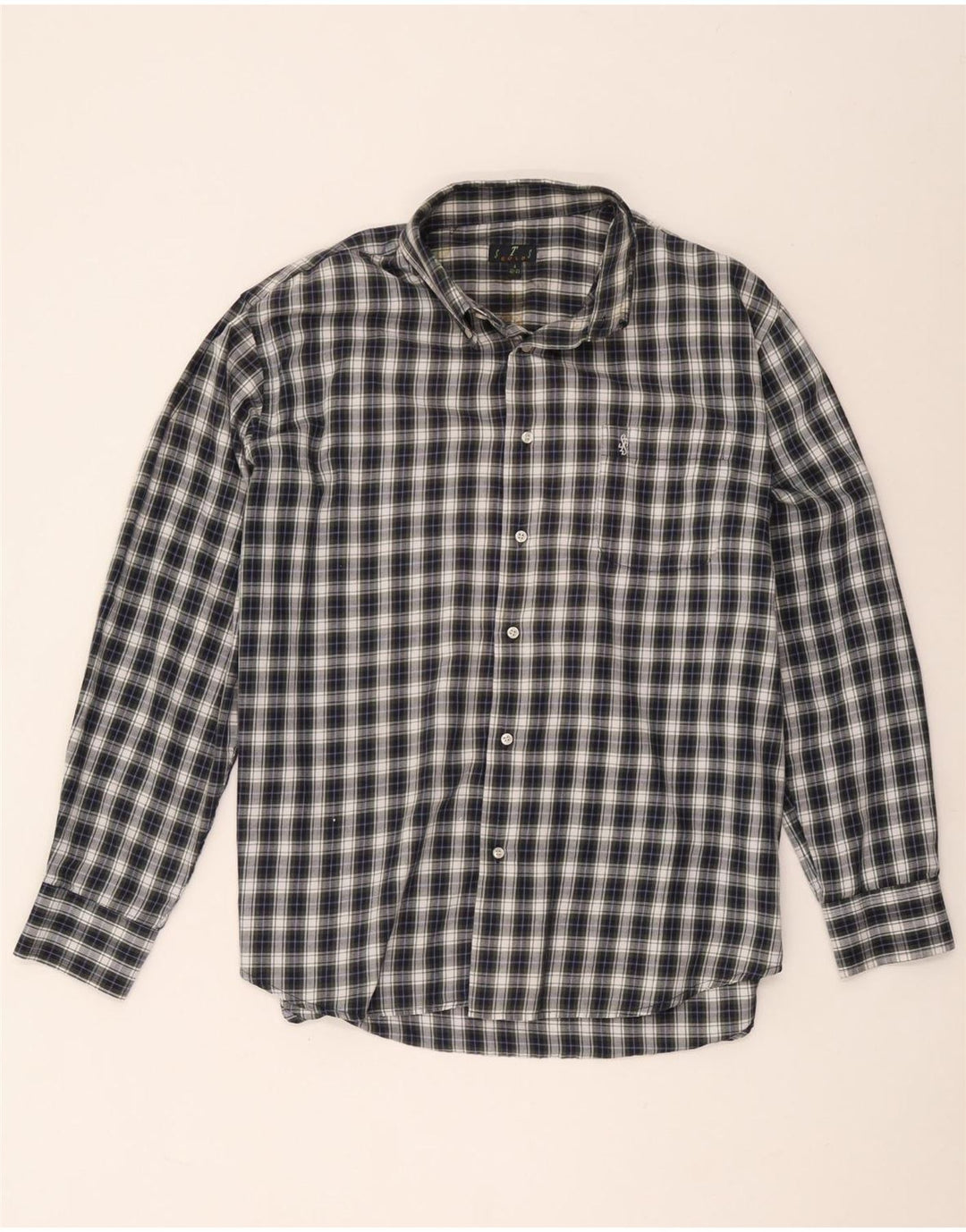 Camisa masculina de flanela STS tamanho 42/43 grande poliéster xadrez azul