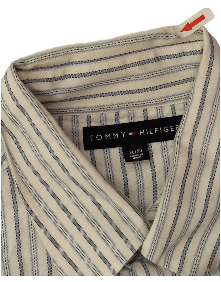 Camisa masculina Tommy Hilfiger XL listrada branca de algodão