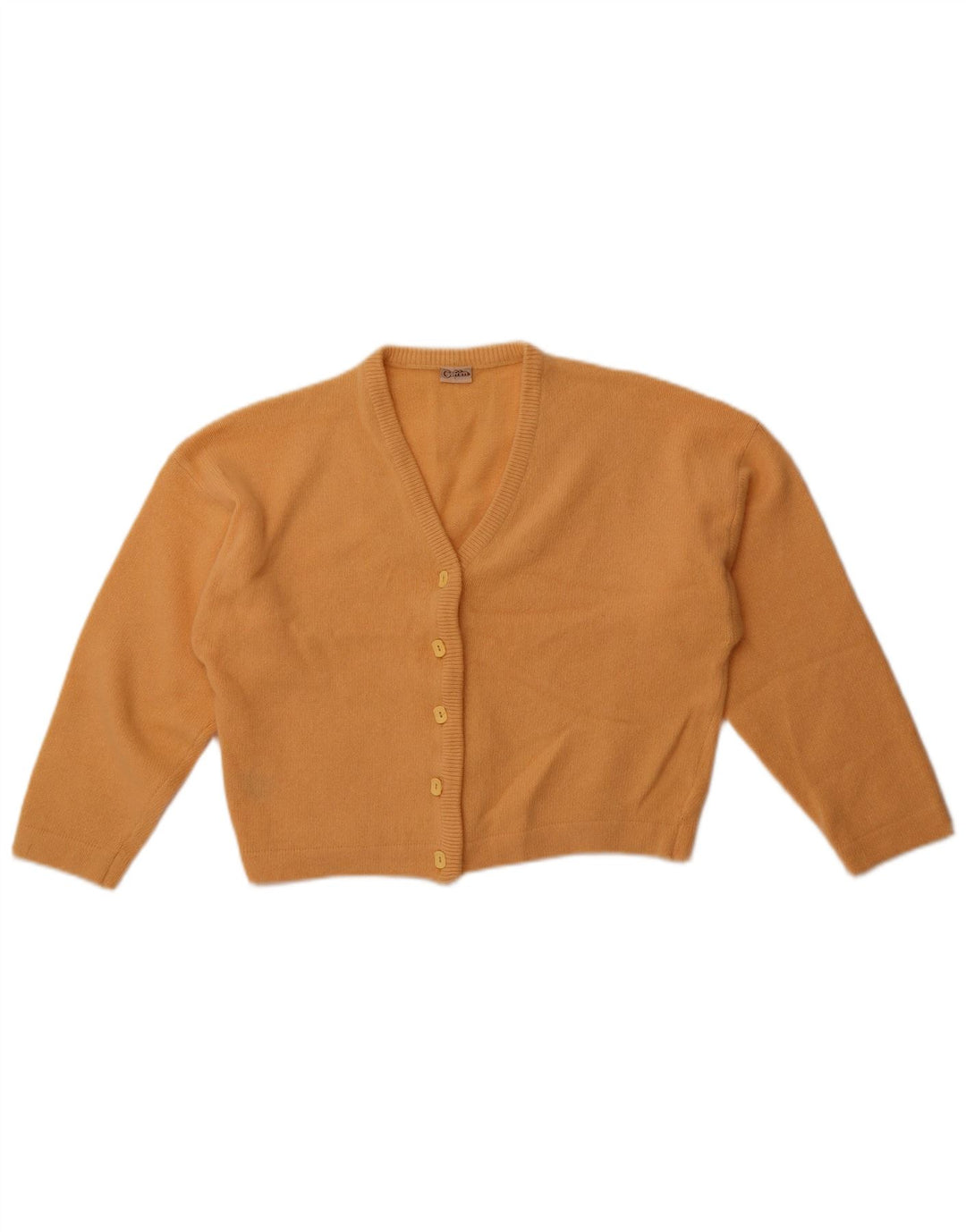Suéter cardigan feminino vintage UK 14 lã laranja média