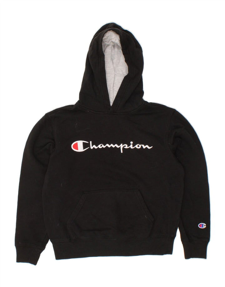 CHAMPION Boys Graphic Hoodie Jumper 9-10 Years Black Cotton Vintage Champion and Second-Hand Champion from Messina Hembry 