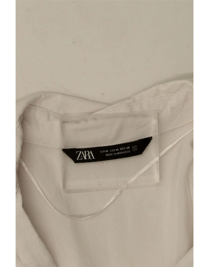 Camisa oversized feminina Zara UK 14 algodão branco médio