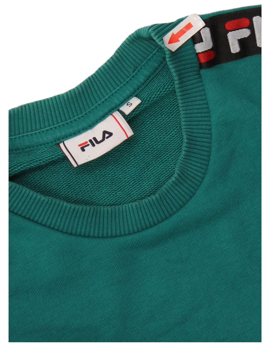 Fila Mens Graphic Moletom Jumper Pequeno Algodão Verde
