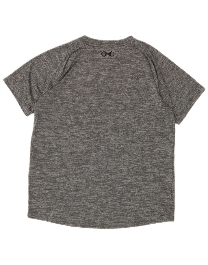 Camiseta Under Armour Boys Top 11-12 anos grande poliéster manchado cinza