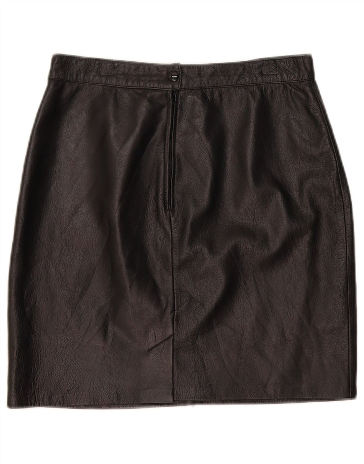 Mini saia de couro feminina vintage W30 médio preto