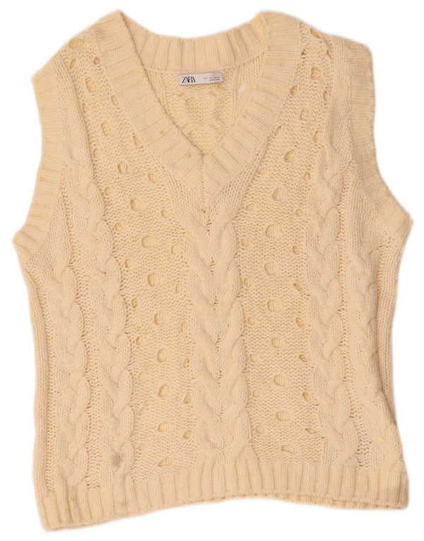 Zara Womens Oversized Vest Tank Top UK 16 Grande Off White Acrílico