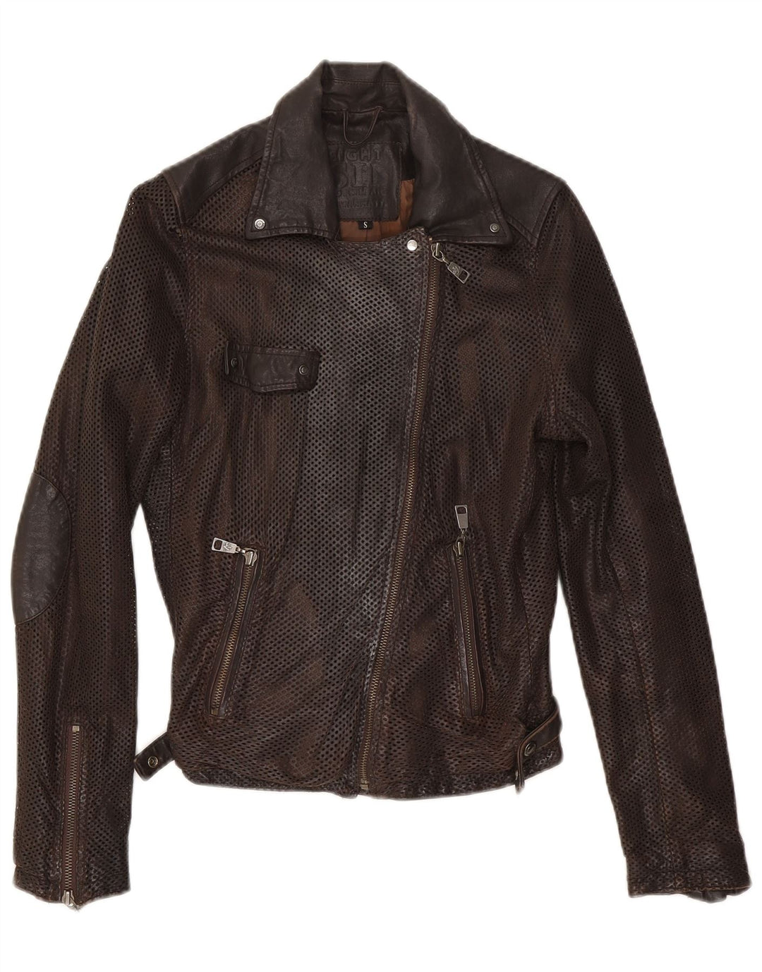 Jaqueta de couro feminina Eighth Sin para motociclista UK 10 pequena marrom