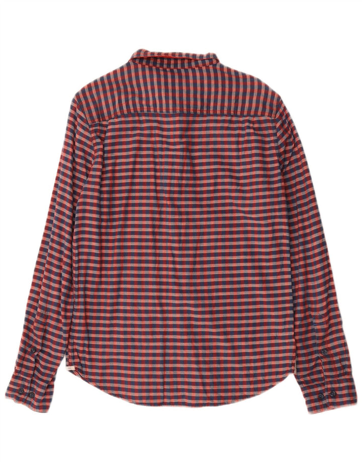 Camisa masculina Lee pequena vermelha de algodão guingão