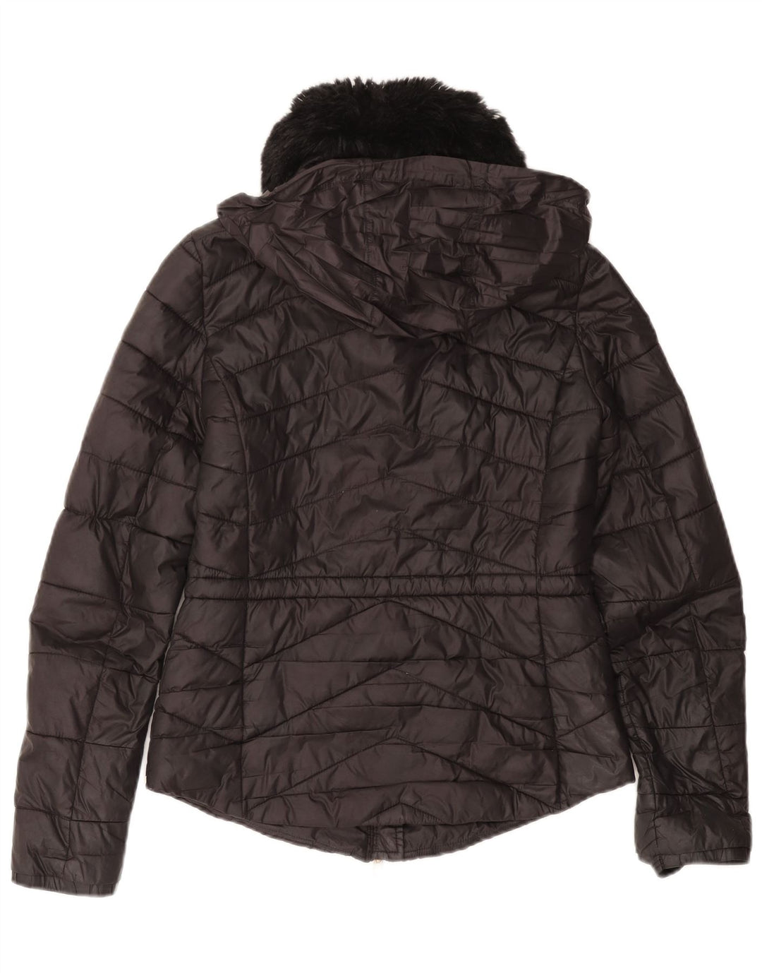 Jaqueta feminina acolchoada com capuz BARBOUR UK 8 pequena poliamida preta