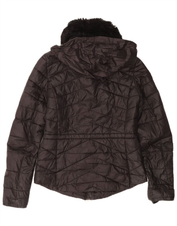 Jaqueta feminina acolchoada com capuz BARBOUR UK 8 pequena poliamida preta