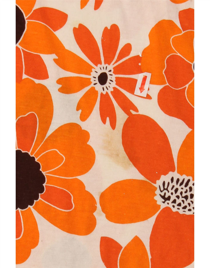 Camiseta feminina ZARA UK 16 grande laranja floral