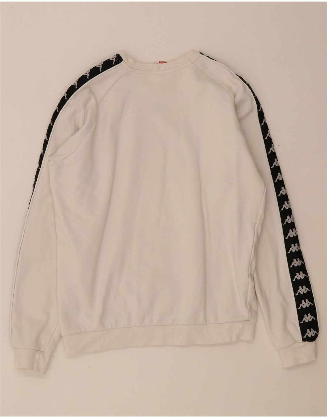 Kappa moletom gráfico masculino jumper médio branco colorblock algodão