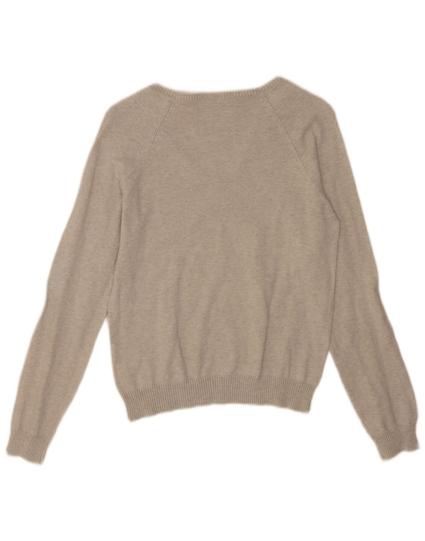 Zara Suéter feminino cropped com decote em V Reino Unido 14 grande algodão cinza