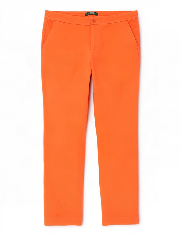 Ralph Lauren Calça Chino Feminina Slim EUA 6 Médio W30 L28 Algodão Laranja
