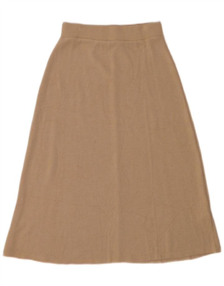 Saia midi feminina Zara médio W28 viscose bege