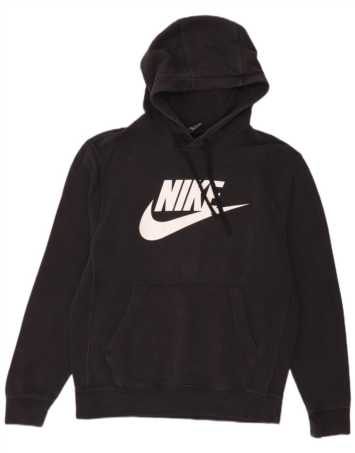 Nike masculino gráfico moletom com capuz médio algodão preto