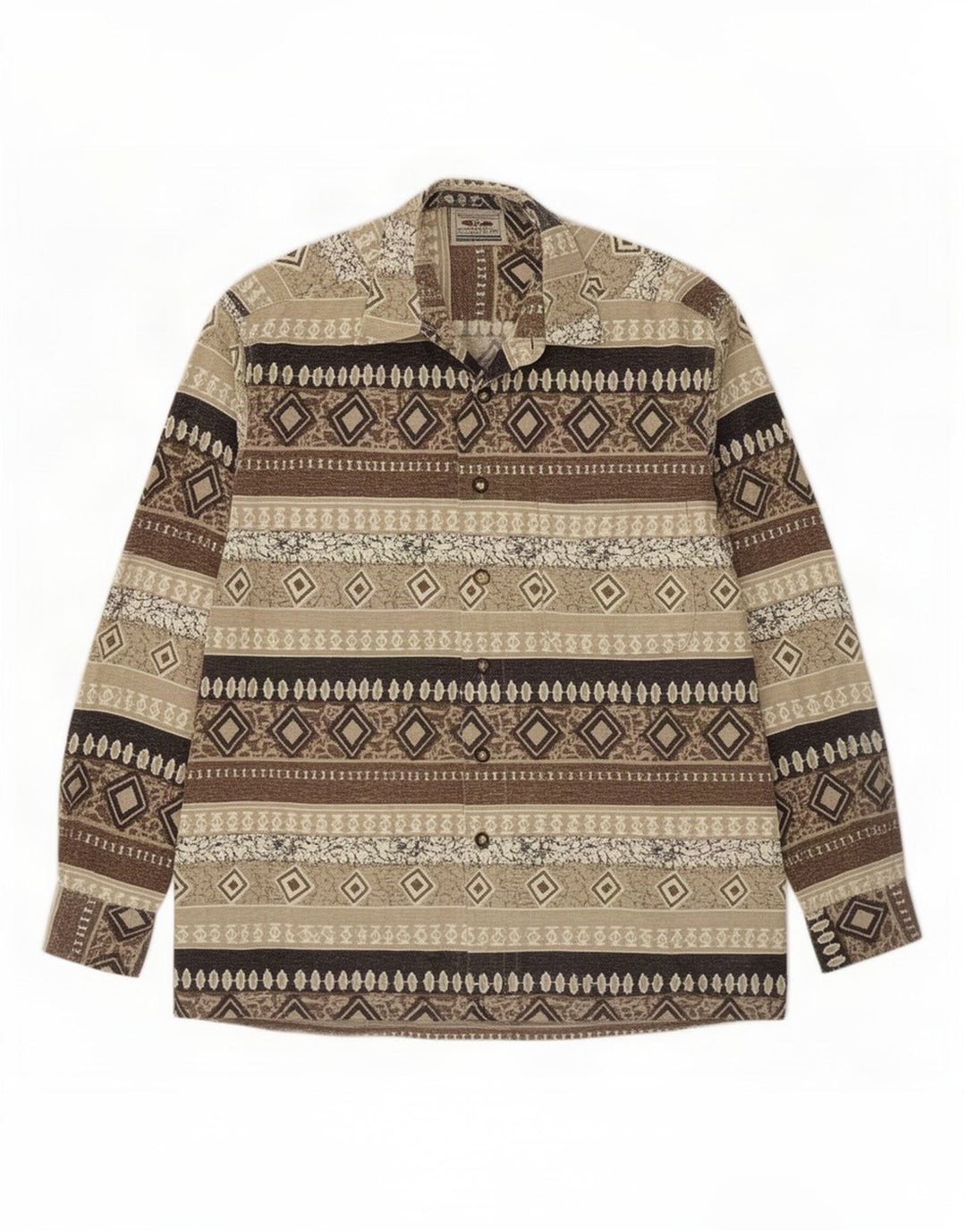 Camisa masculina Georgio Piacente grande bege geométrico
