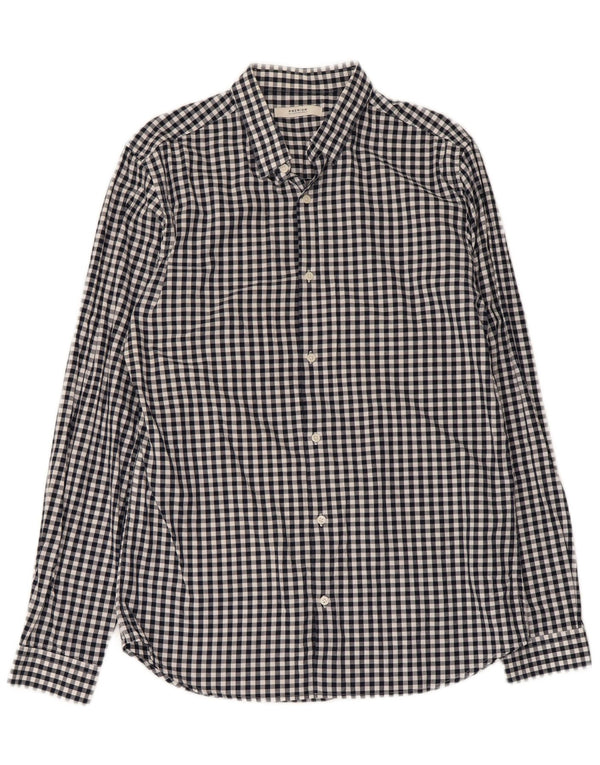 Camisa masculina Jack & Jones média azul marinho algodão guingão