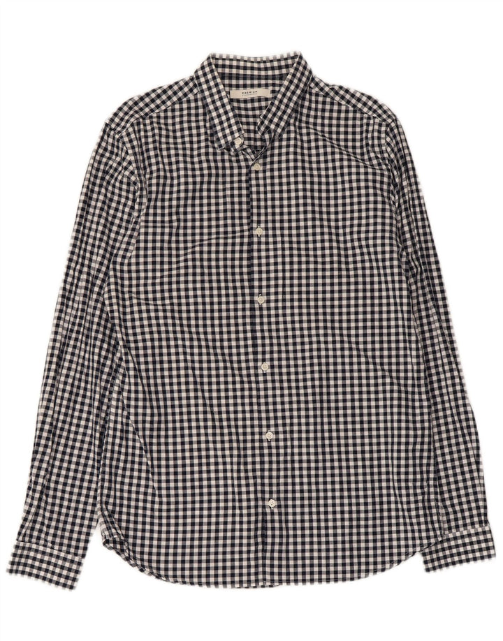 Camisa masculina Jack & Jones média azul marinho algodão guingão