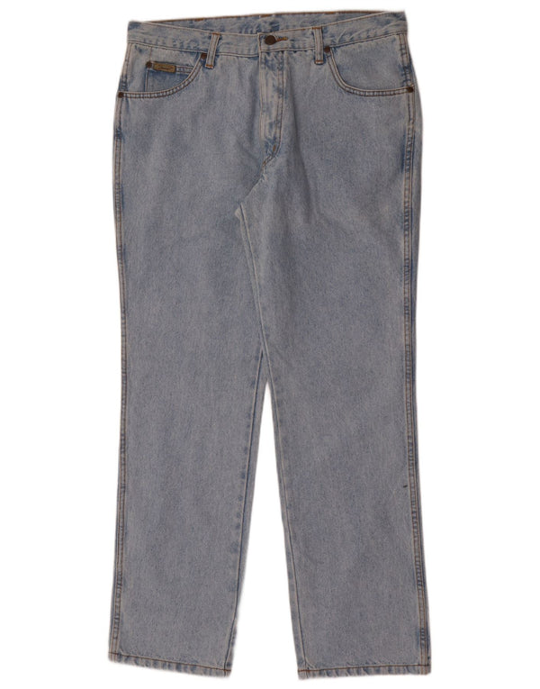 Wrangler Mens Straight Jeans W36 L30 Azul Algodão