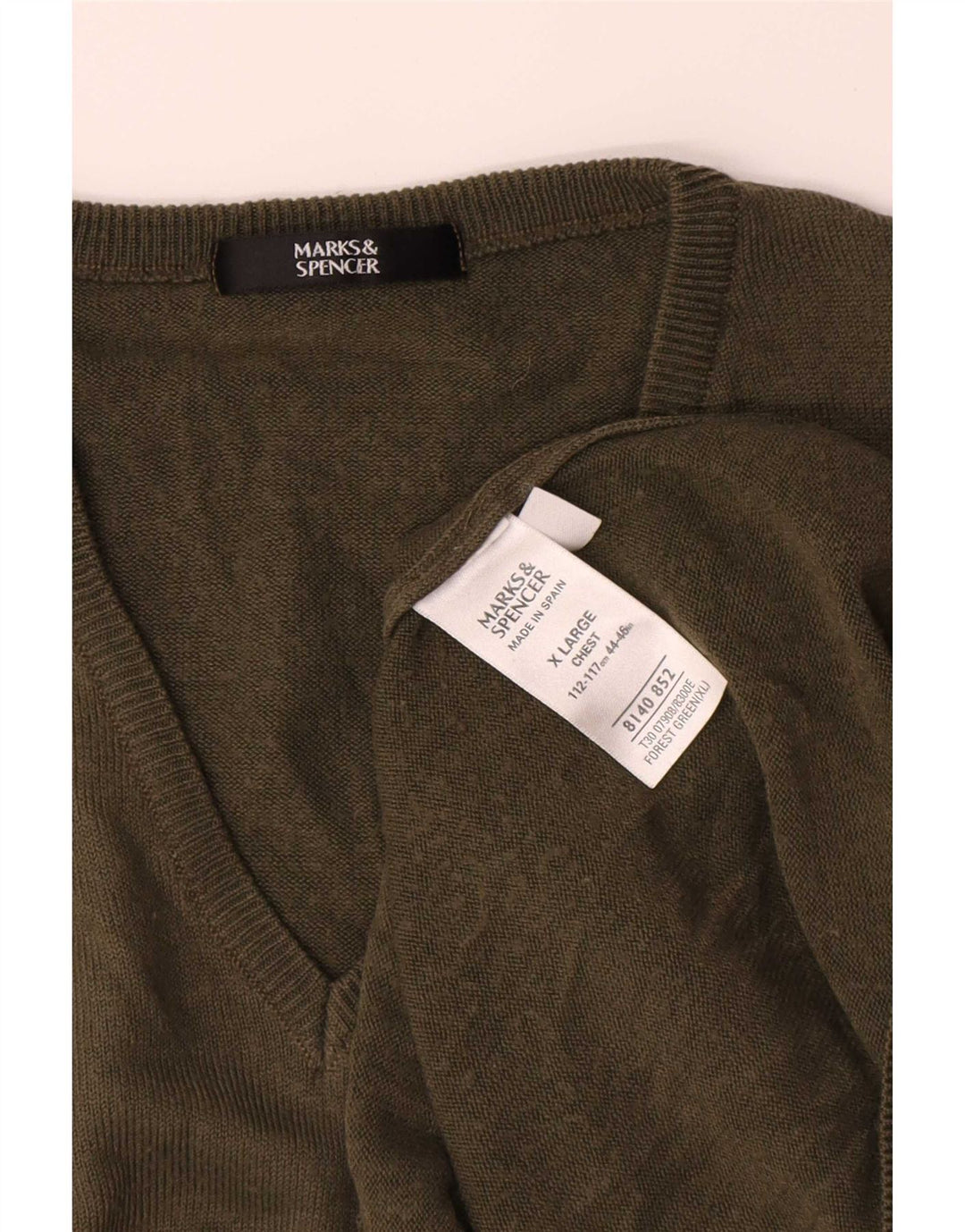 Suéter masculino Marks & Spencer com decote em V XL cáqui acrílico