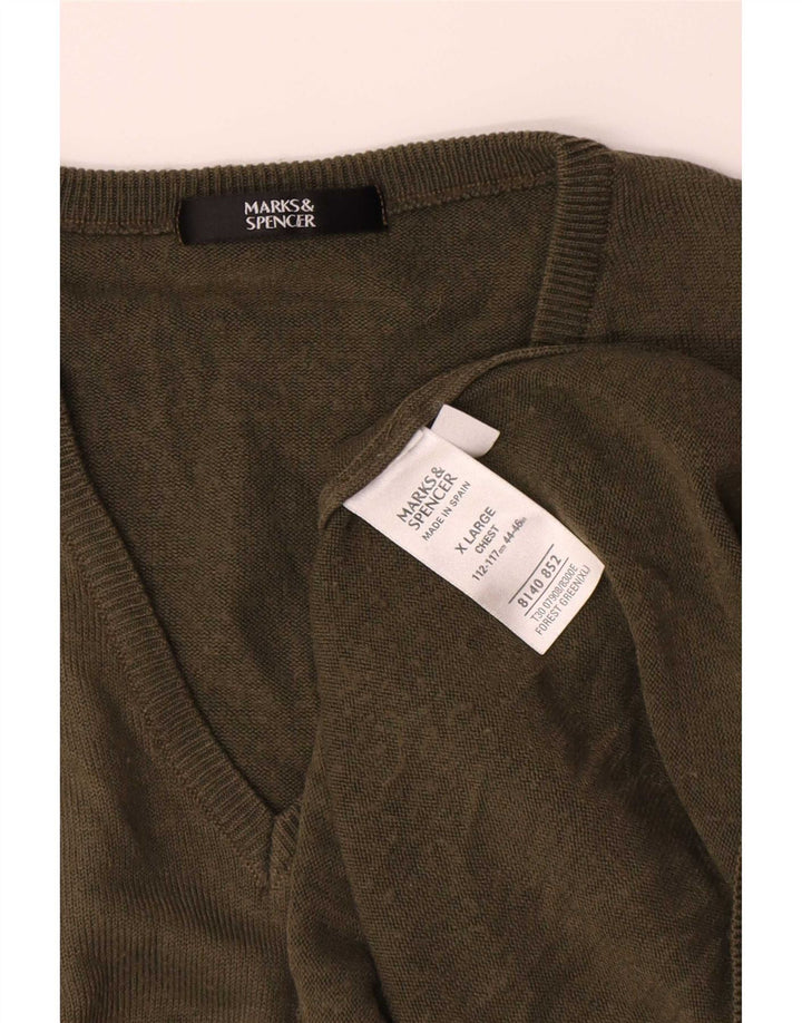 Suéter masculino Marks & Spencer com decote em V XL cáqui acrílico