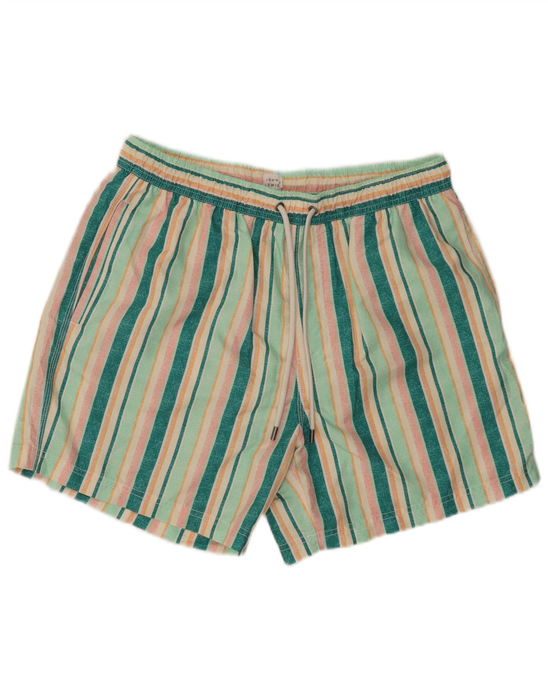 Shorts de natação masculino John Lewis poliéster listrado verde médio