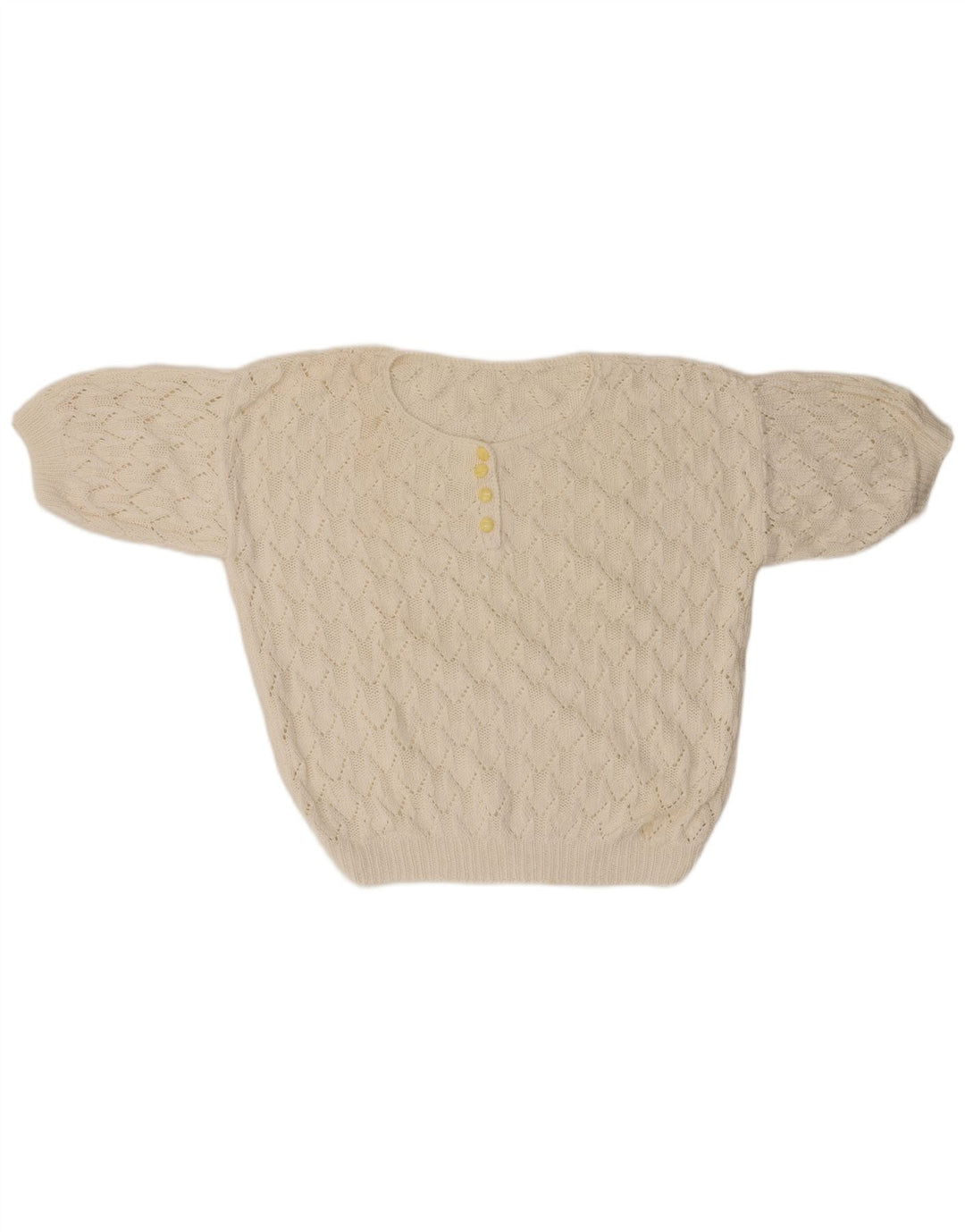 Suéter feminino VINTAGE com gola redonda grande UK 18 XL branco