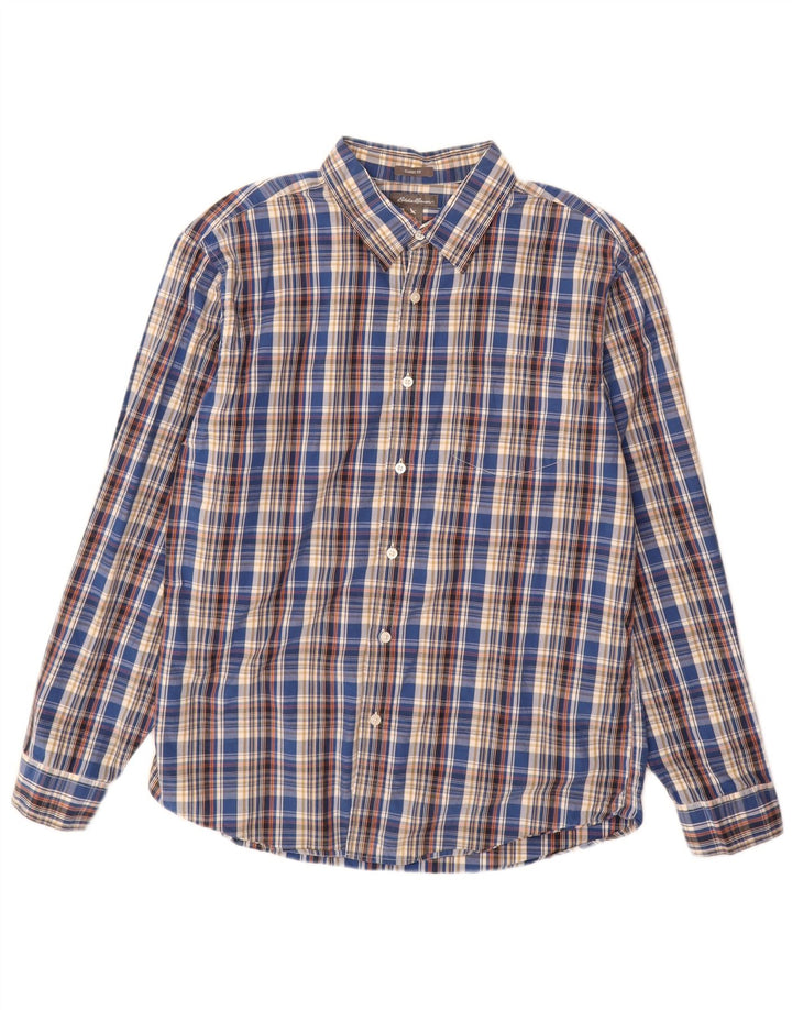 Camisa masculina Eddie Bauer Classic Fit grande algodão xadrez azul