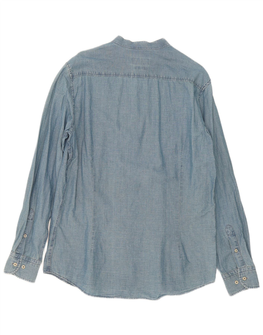 Camisa masculina Massimo Dutti grande algodão azul