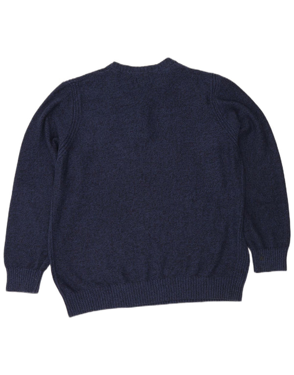 L.L.Bean Suéter masculino com gola e botão 2XL algodão manchado azul marinho