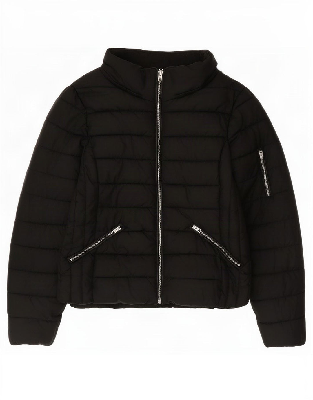 Jaqueta acolchoada Trafaluc feminina Zara Reino Unido 16 grande nylon preto