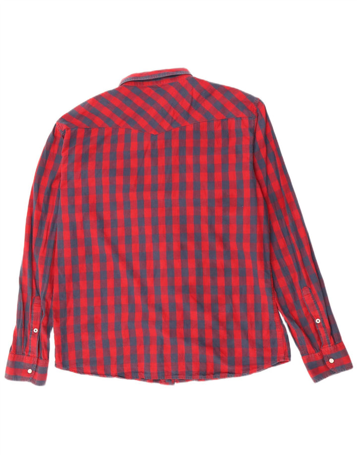 Camisa masculina Lee Slim Fit 2XL algodão xadrez vermelho