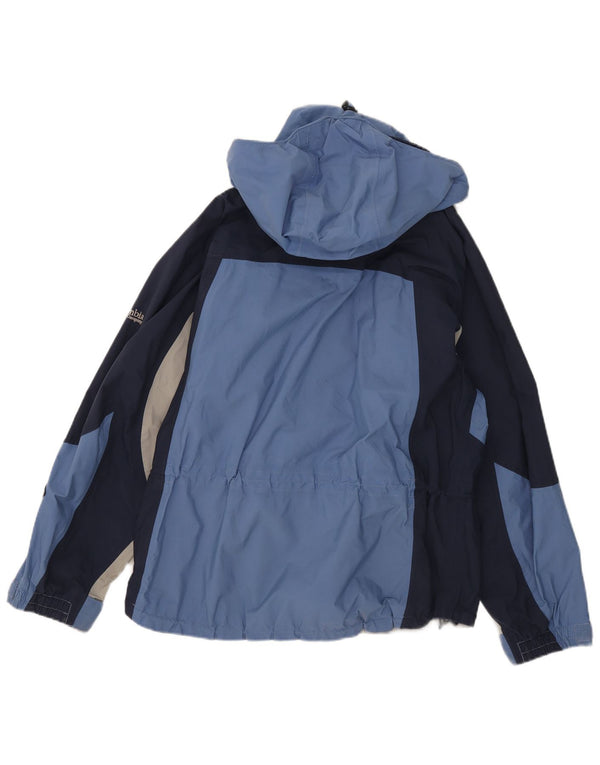 Jaqueta de chuva feminina Columbia com capuz Reino Unido 16 grande bloco colorido azul nylon