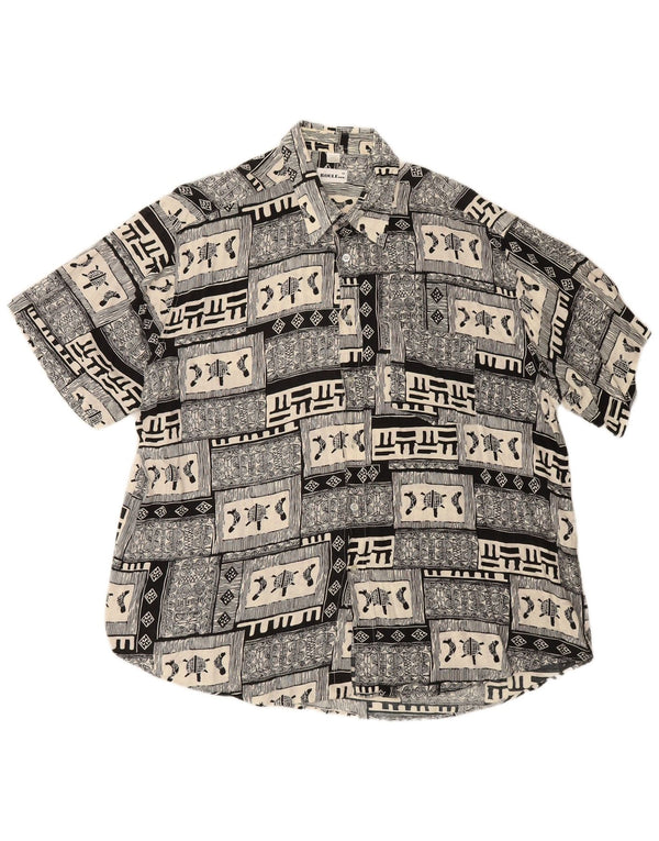 Camisa masculina de manga curta BOULEE tamanho 45/46 2XL preta patchwork viscose