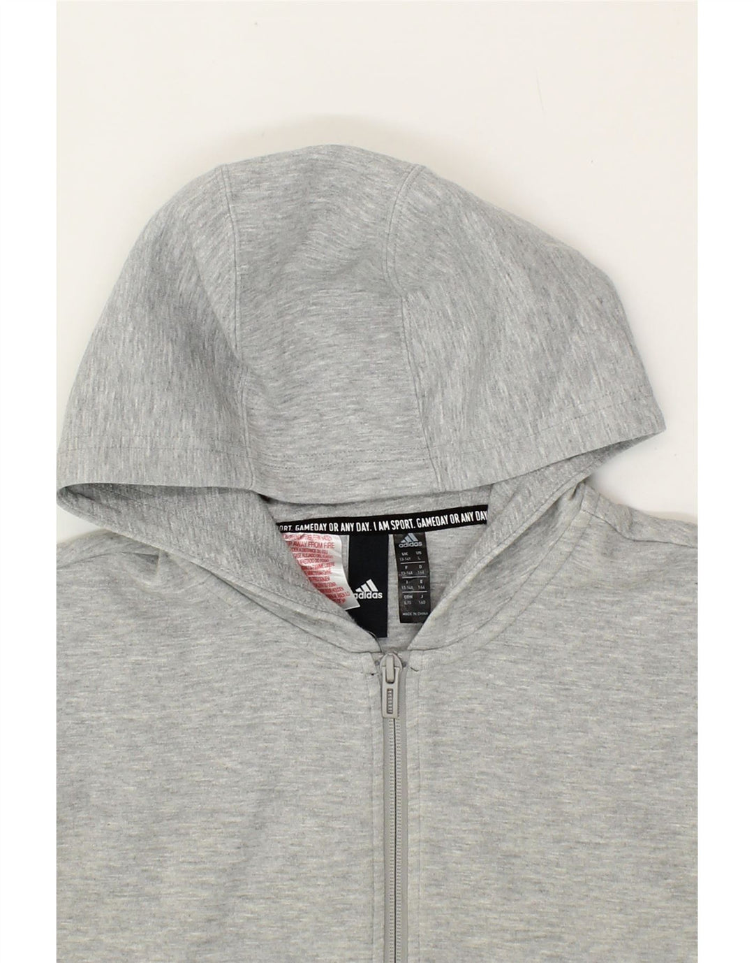 ADIDAS Girls Zip Hoodie Sweater 13-14 Years Grey Cotton Vintage Adidas and Second-Hand Adidas from Messina Hembry 