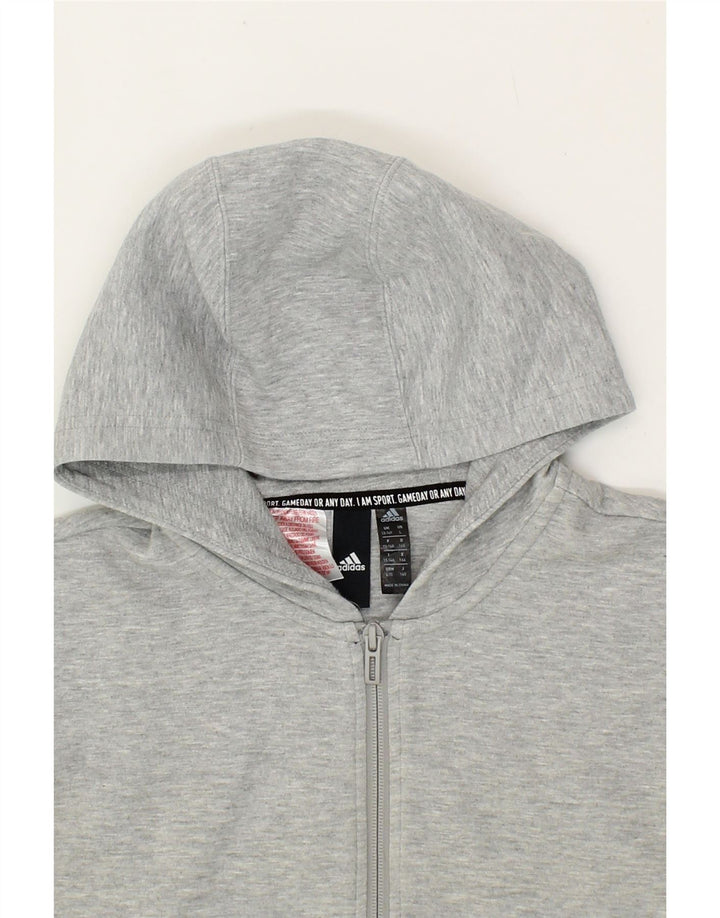 ADIDAS Girls Zip Hoodie Sweater 13-14 Years Grey Cotton Vintage Adidas and Second-Hand Adidas from Messina Hembry 