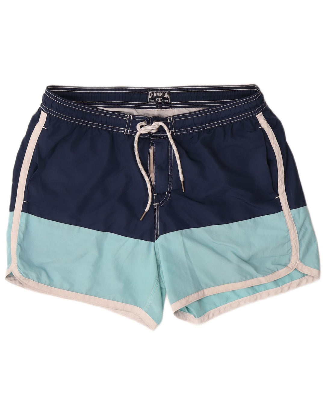 Shorts de natação masculino CHAMPION grande bloco colorido azul marinho