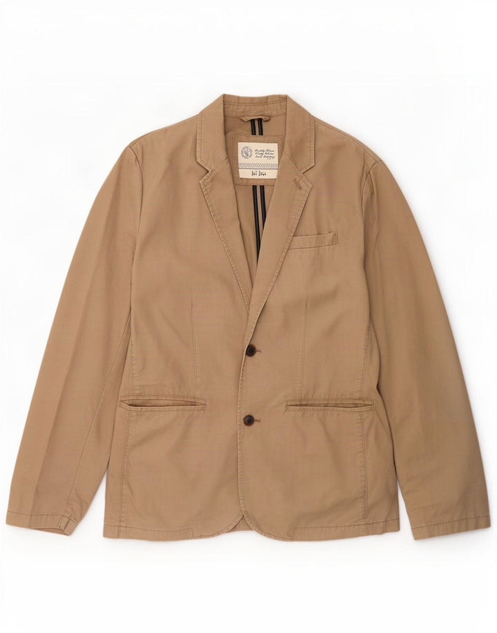 Fat Face Mens 2 Button Blazer Jacket UK 38 Algodão Bege Médio