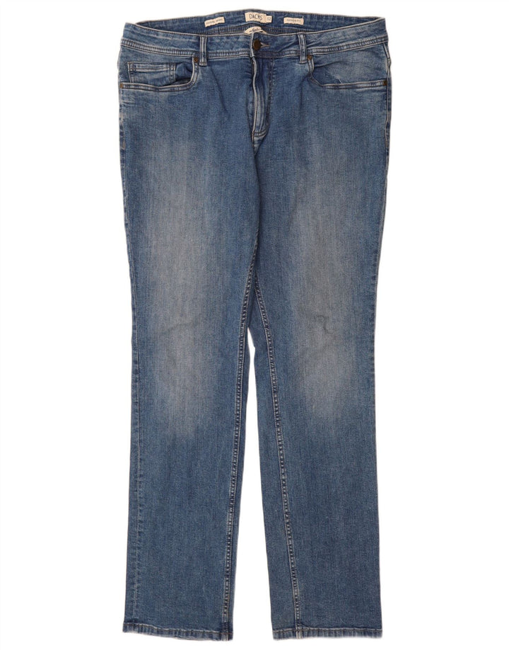 Calça jeans reta masculina de ajuste regular da Dack IT 52 XL W36 L33 azul