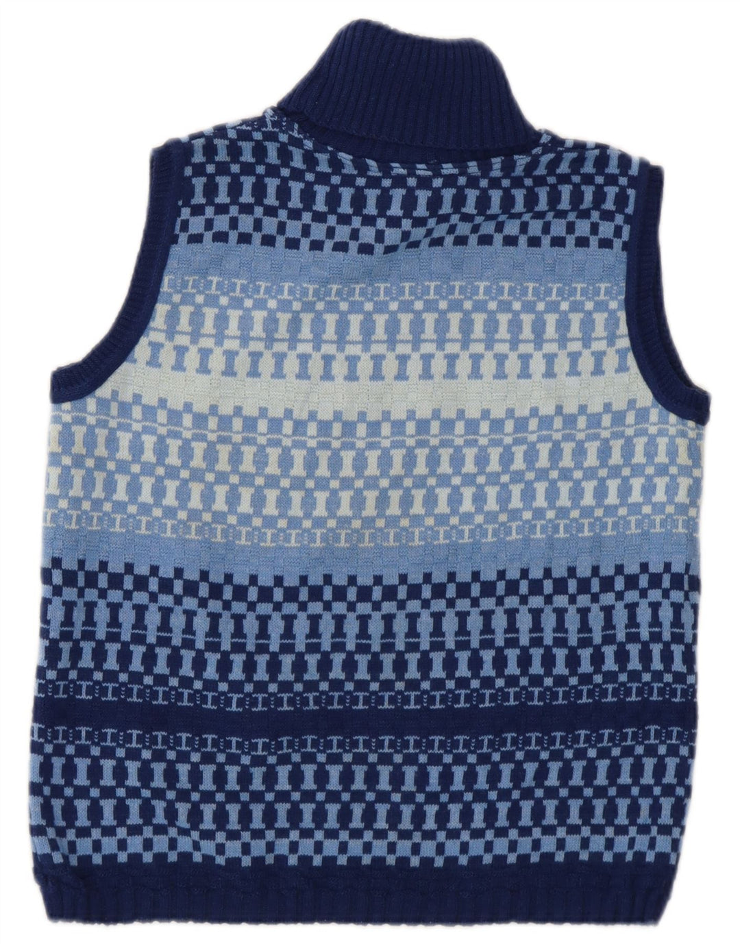 Redok Regata Feminina Crop Roll Neck Colete Reino Unido 12 Médio Azul Geométrico