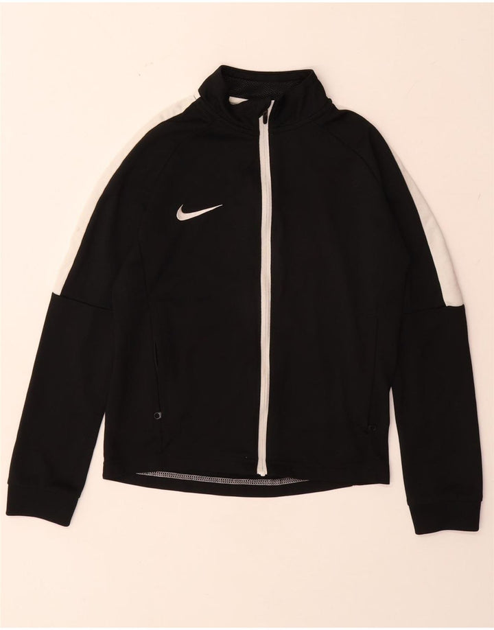 NIKE Boys Dri Fit Tracksuit Top Jacket 8-9 Years Small Black Colourblock