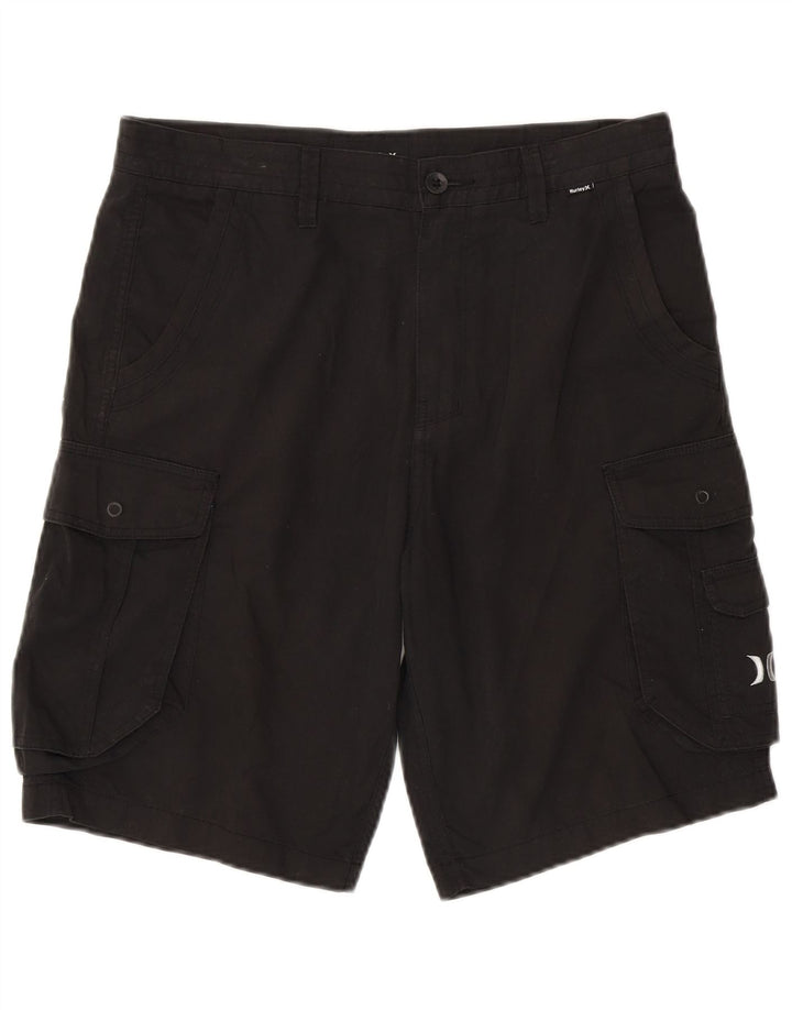 Hurley Mens Cargo Shorts W32 Médio Algodão Preto