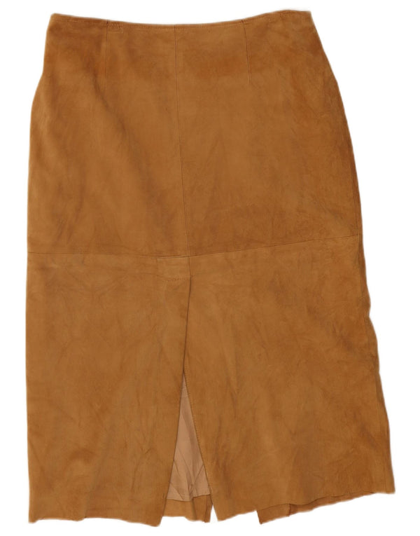 Saia midi feminina de cintura alta em camurça Victory IT 50 XL W32 L29 couro marrom