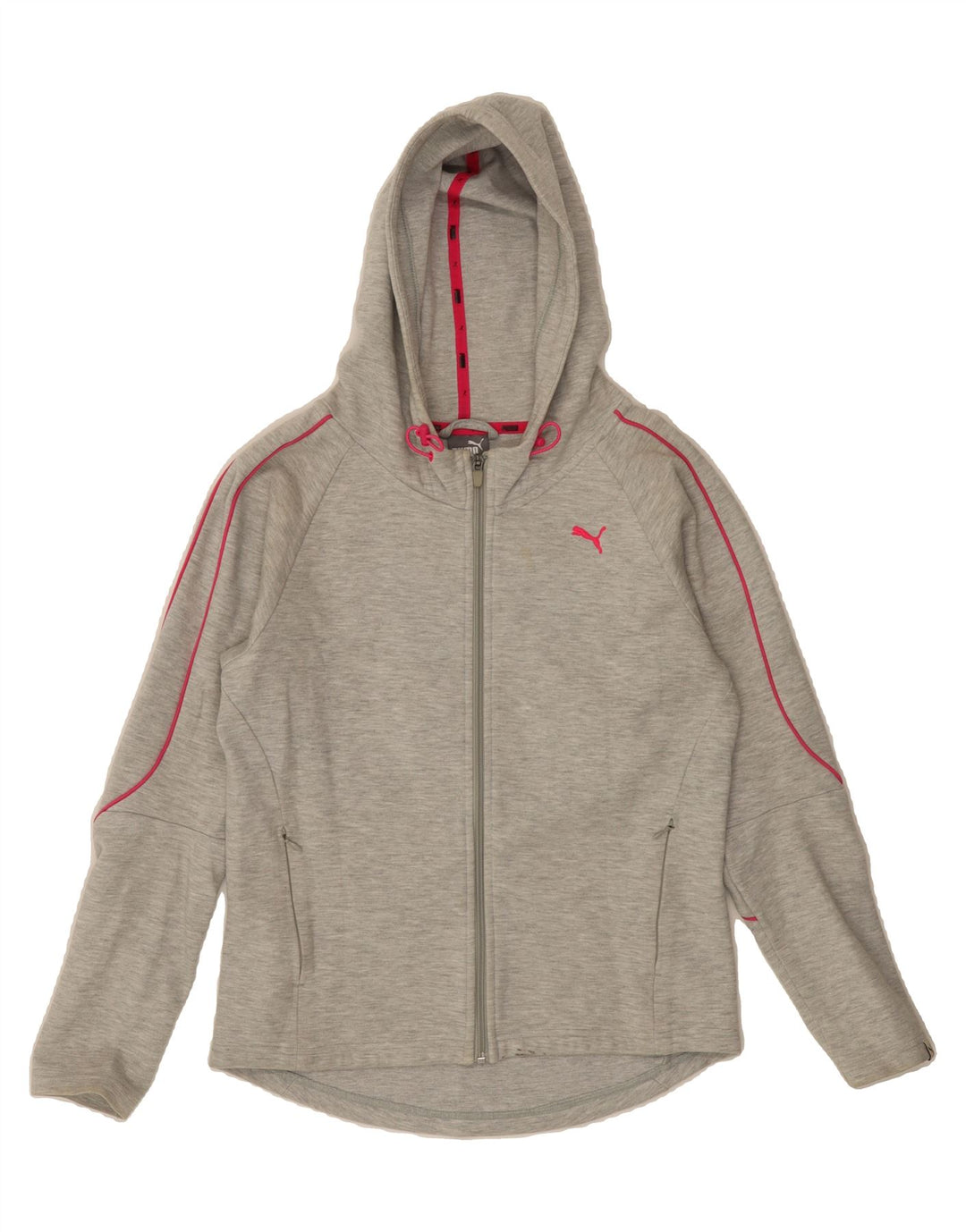PUMA Womens Graphic Zip Hoodie Sweater UK 14 Medium Grey Cotton Vintage Puma and Second-Hand Puma from Messina Hembry 